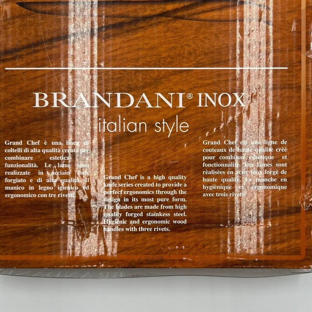 Brandani Steak Knives 4pc Brown New Grand Chef Italian Forged Stainless Steel